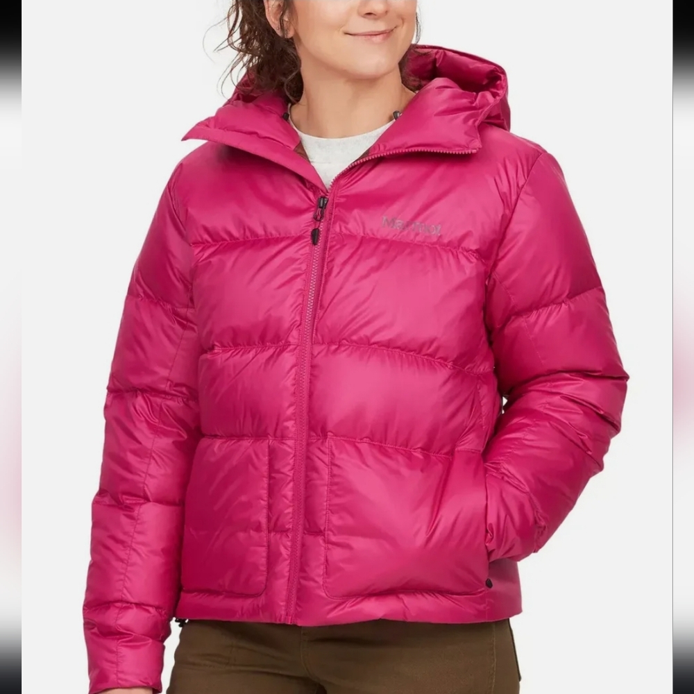 New Marmot Guides Down Womens XL Hooded Parka/Jacket/Coat Fuchsia